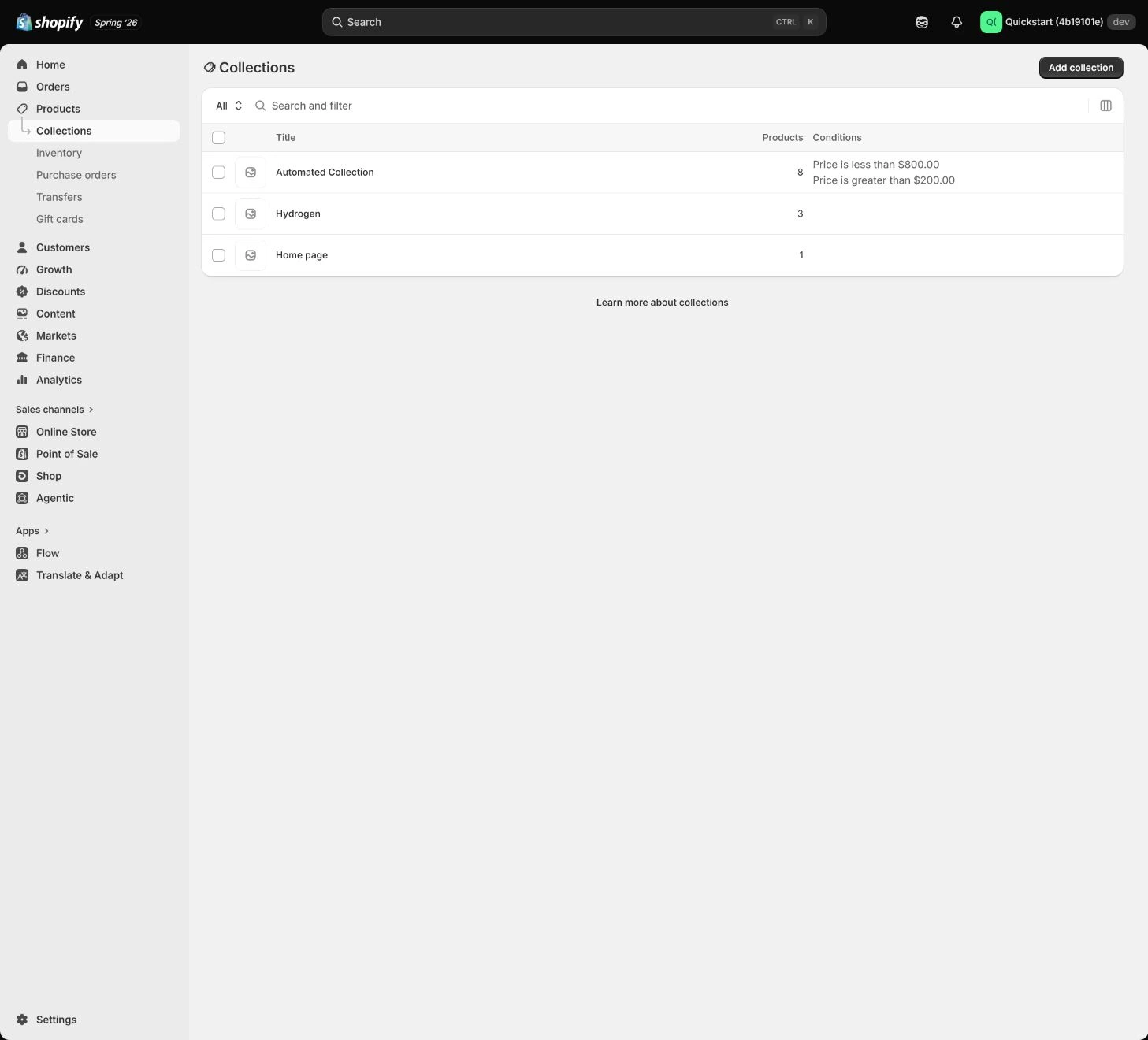 Shopify 导航和 Search & Discovery 筛选入口。