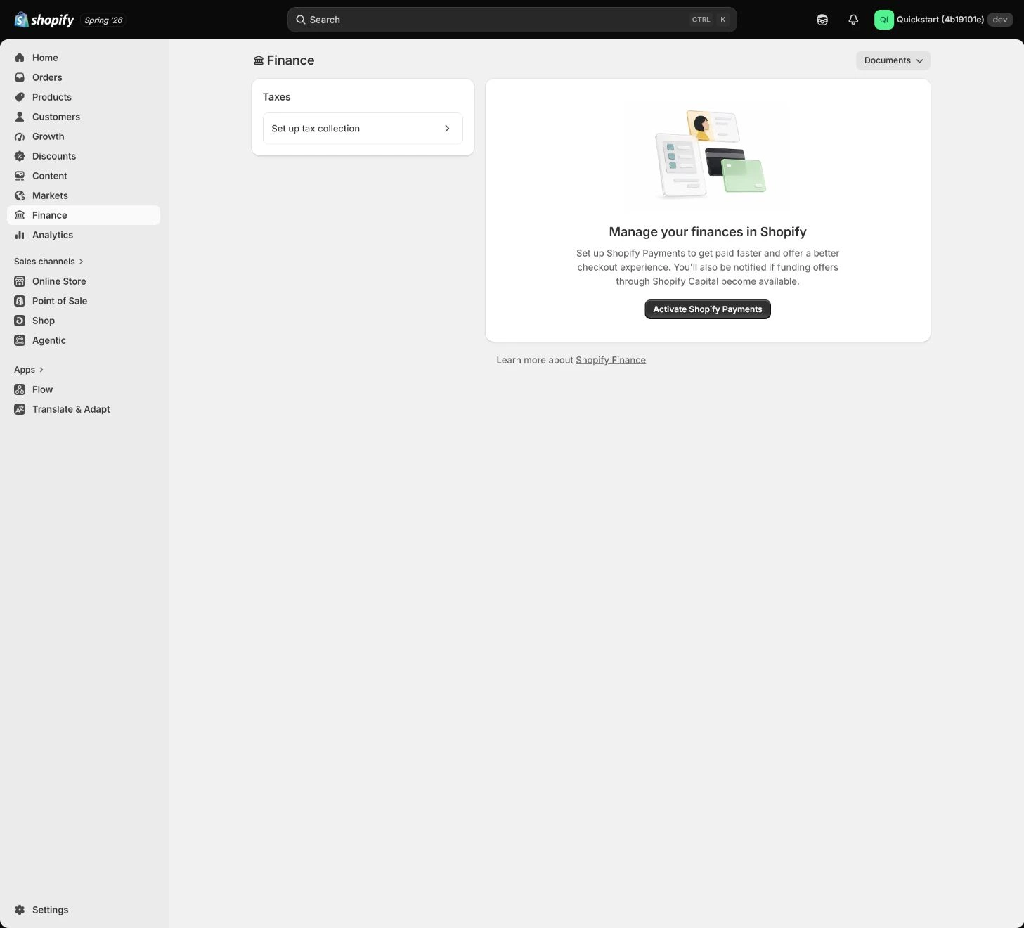Shopify Payments test payment, refund, and reconciliation result.