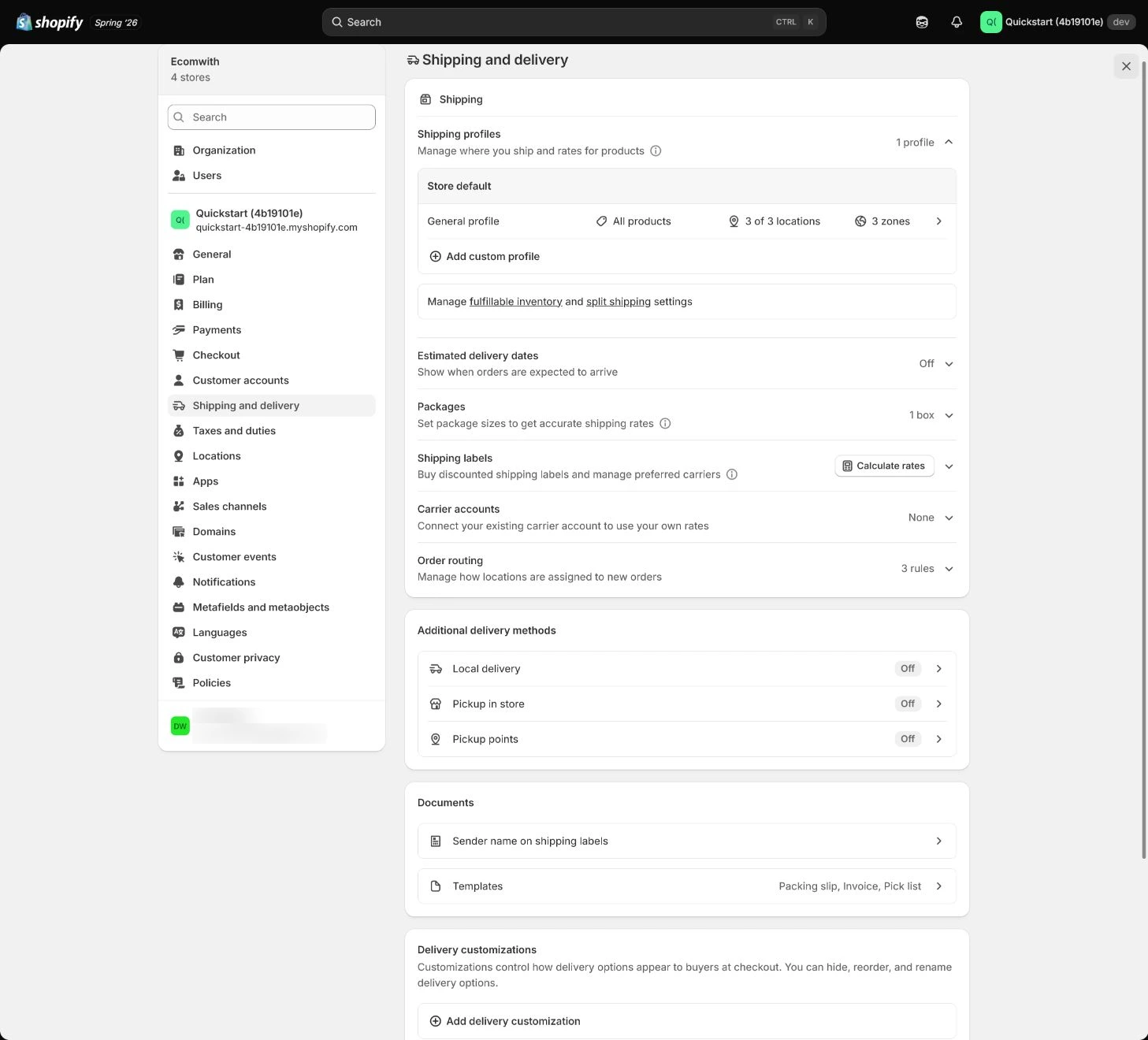 Shopify Order routing and test-order fulfillment assignment.