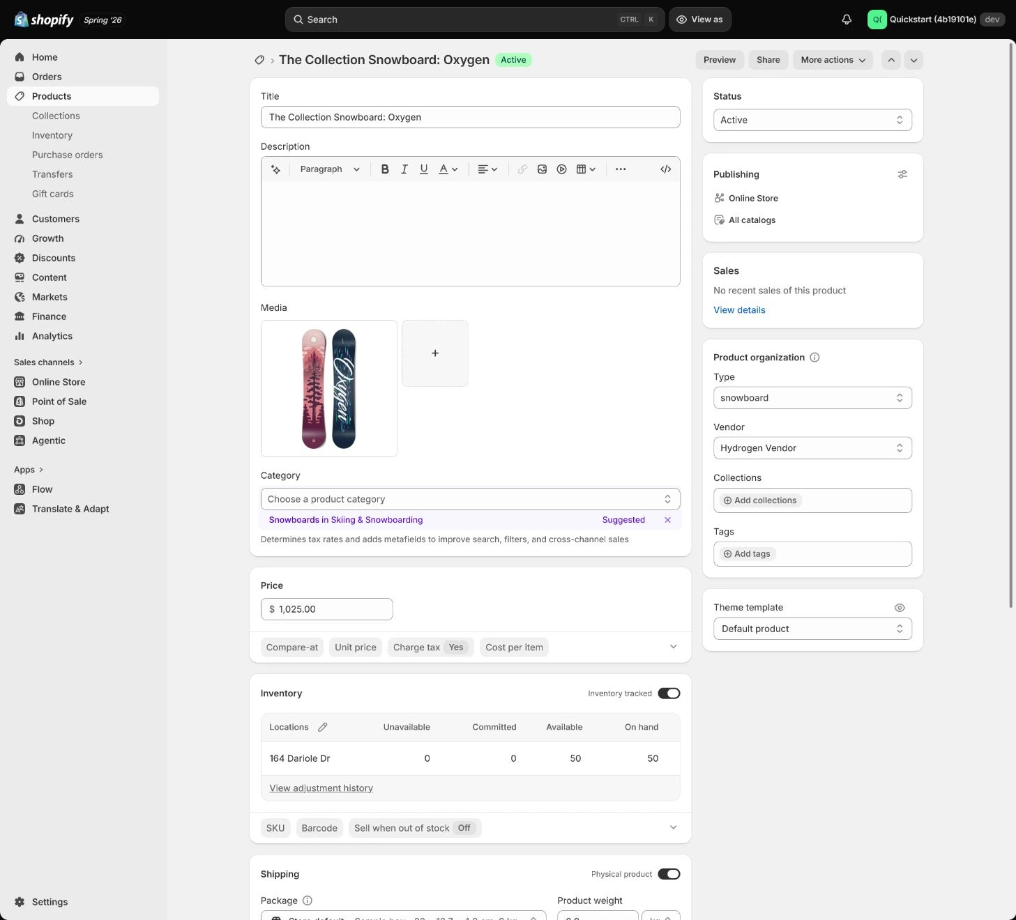 Shopify admin Product Sales channels and apps area used to verify that products are actually published to used channels.
