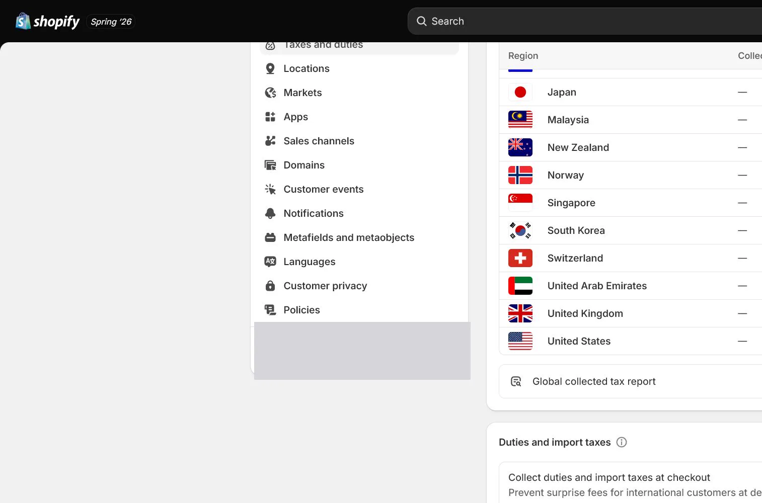 English Shopify admin: Test order tax lines