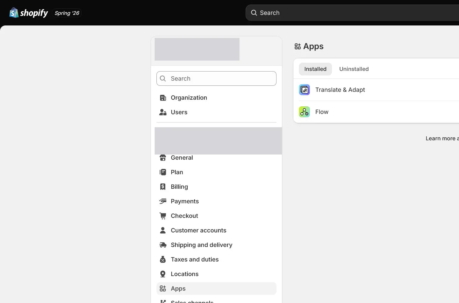 English Shopify admin: App install permissions