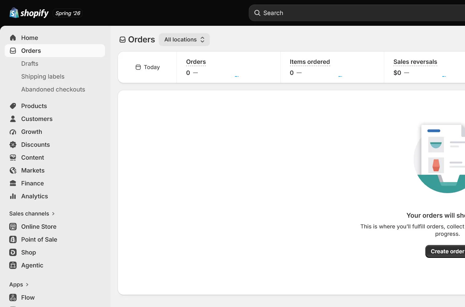 English Shopify admin: Order timeline and fulfillment
